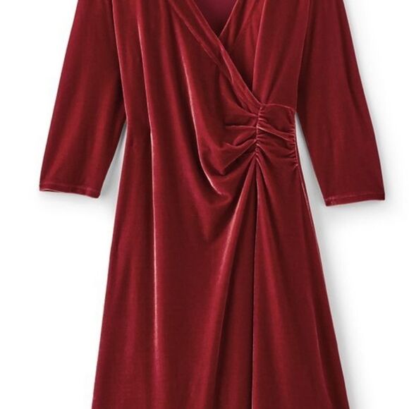 Soft Surroundings Velvet Hyannis Dress Red Dahlia NWT $130 XL and LP - Picture 6 of 11